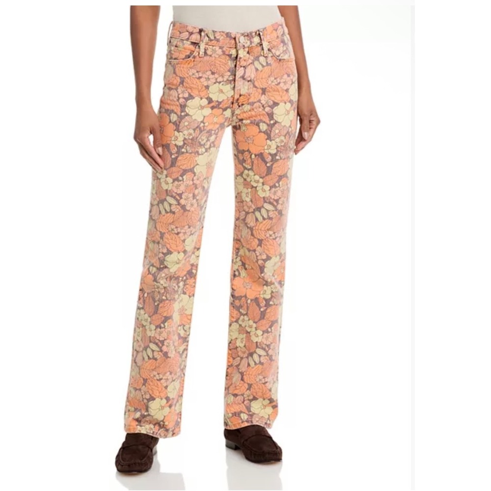 Mother Superior Kick It Floral High Rise Jeans Orange Blossom 29